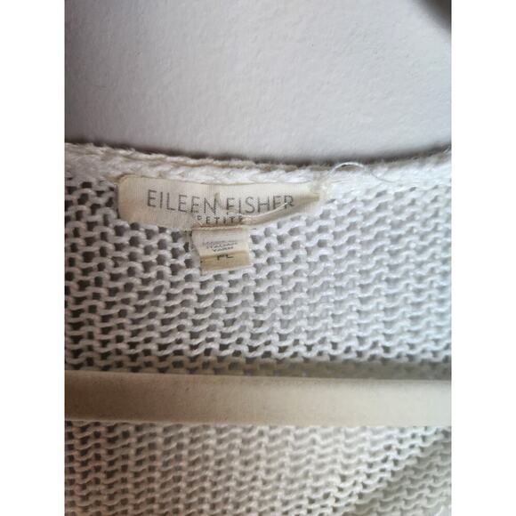 Eileen Fisher linen open knit sweater sz LP colorblock lightweight beachy boho - Picture 4 of 8
